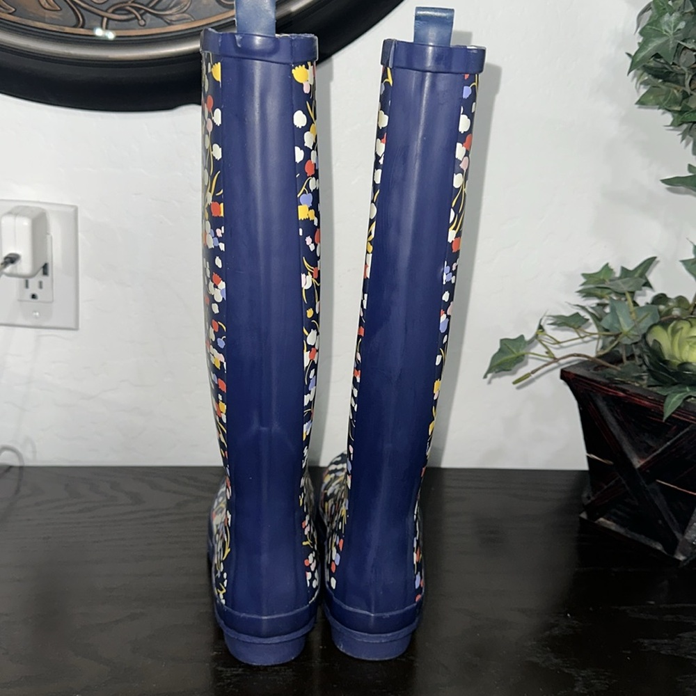 Anthropologie Colloquial Rain Boots Pop Potpourri  Blue Motif Floral print Sz 6 - Picture 3 of 14
